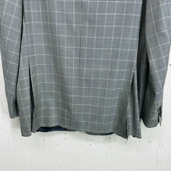 Corneliani Men's Size 56L Spencer Virgin Wool Silk Blue Micro Houndstooth Jacket - Picture 7 of 15